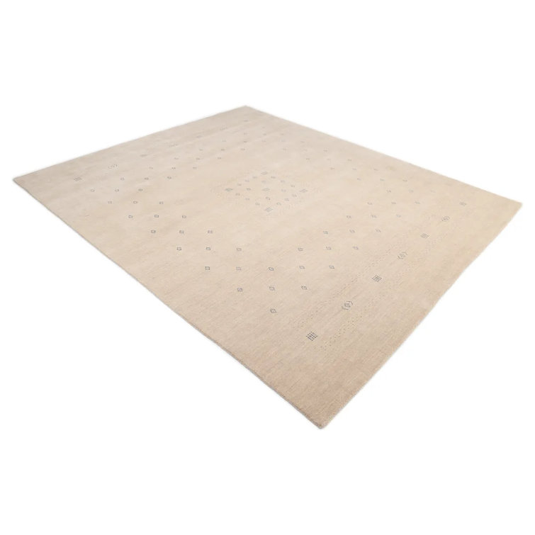 Natural Geometric Hand-Knotted Wool Area Rug 8' x 10'