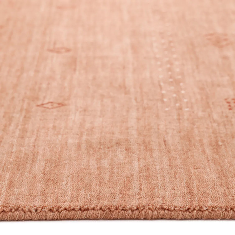 Peach Hand-Knotted Wool Geometric 5' x 8' Area Rug