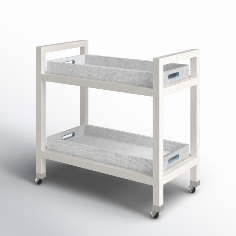 White Sand Oak Bar Cart with Removable Trays
