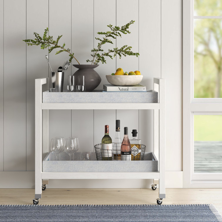 White Sand Oak Bar Cart with Removable Trays