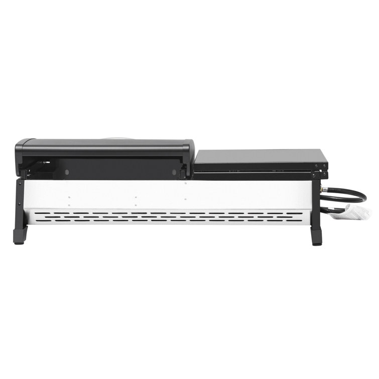 Silver and Black 3-Burner Portable Gas Griddle with Side Burner
