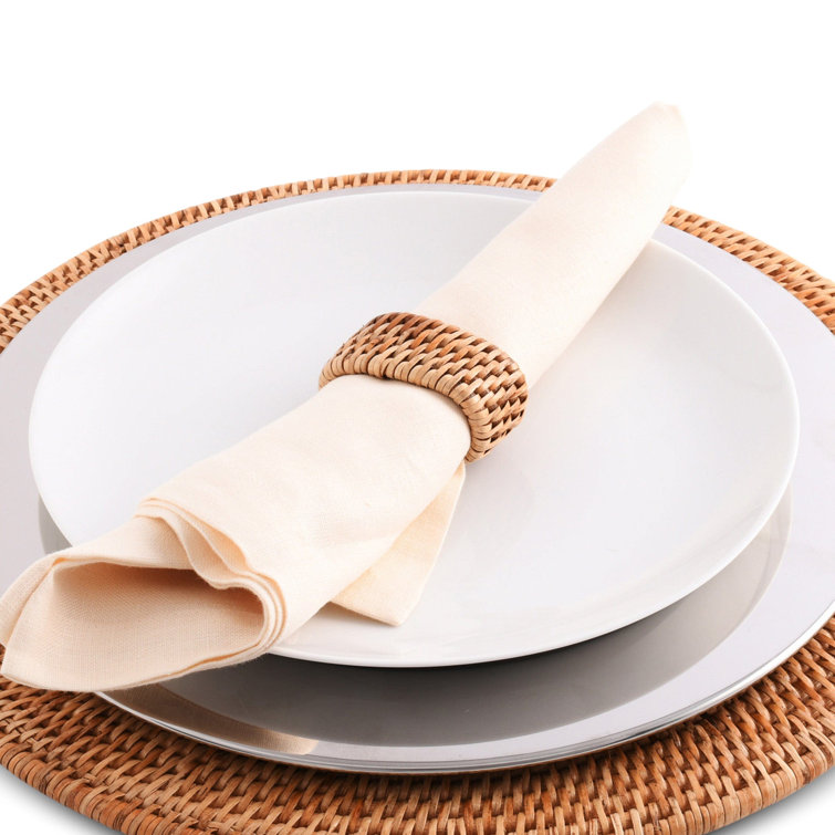 Handwoven Oval Rattan Napkin Rings Set of 4