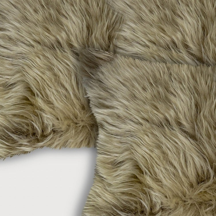 Taupe Sheepskin Rectangular Throw Pillow Set