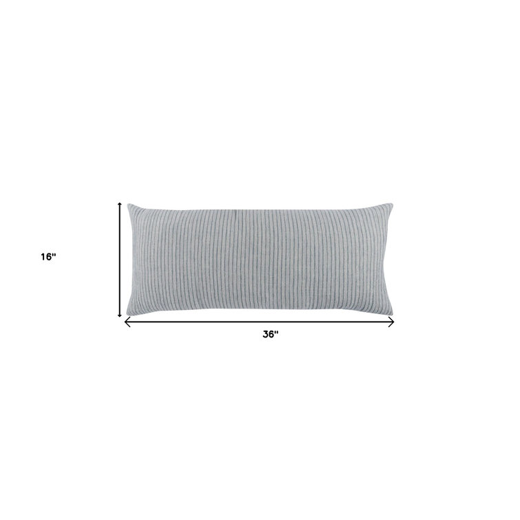 Ash Blue Striped Lumbar Throw Pillow