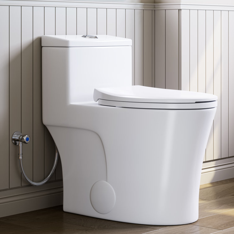 Matte White Elongated Dual Flush One-Piece Toilet
