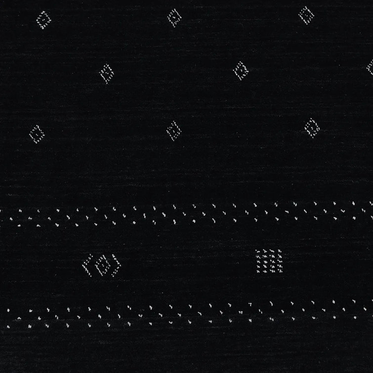 Veruca Hand-Knotted Black Wool Geometric 10' x 14' Area Rug