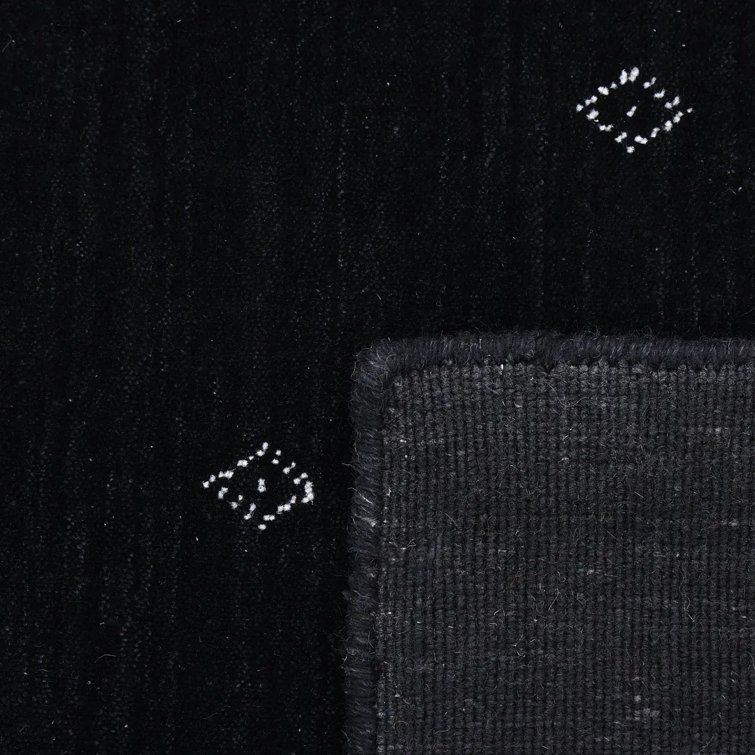 Veruca Hand-Knotted Black Wool Geometric 10' x 14' Area Rug