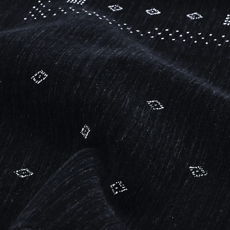 Veruca Hand-Knotted Black Wool Geometric 10' x 14' Area Rug