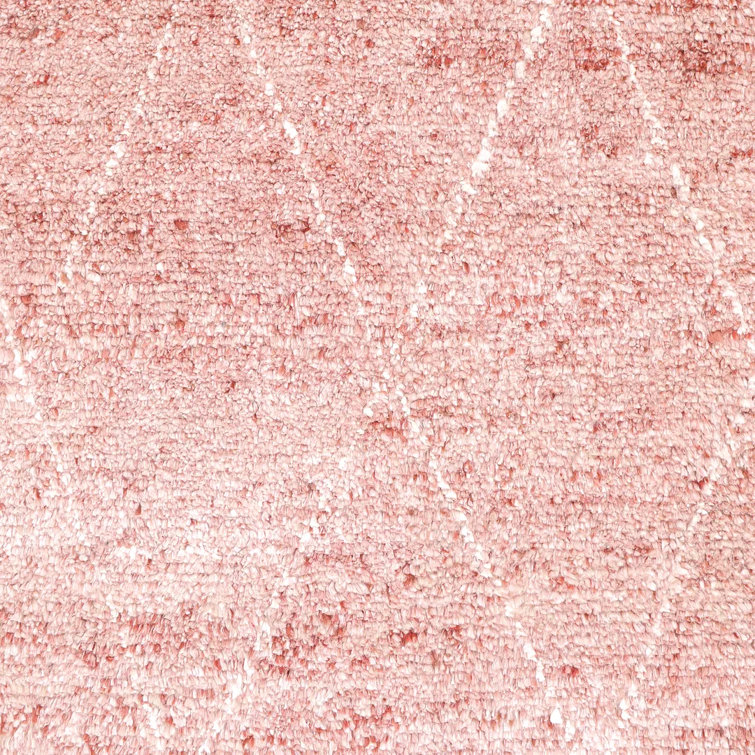 Hand-Knotted Red Geometric Wool Shag Rug, 5' x 8'
