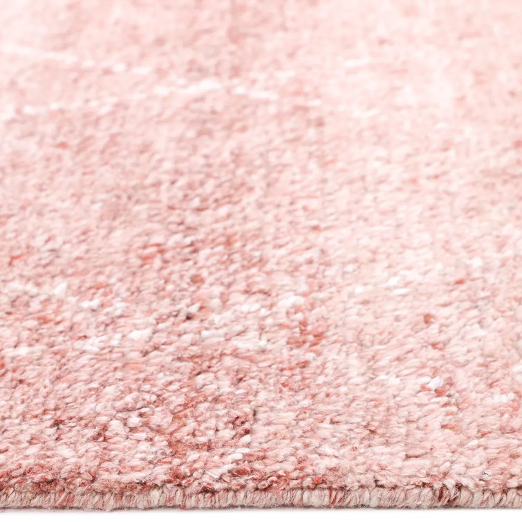 Hand-Knotted Red Geometric Wool Shag Rug, 5' x 8'