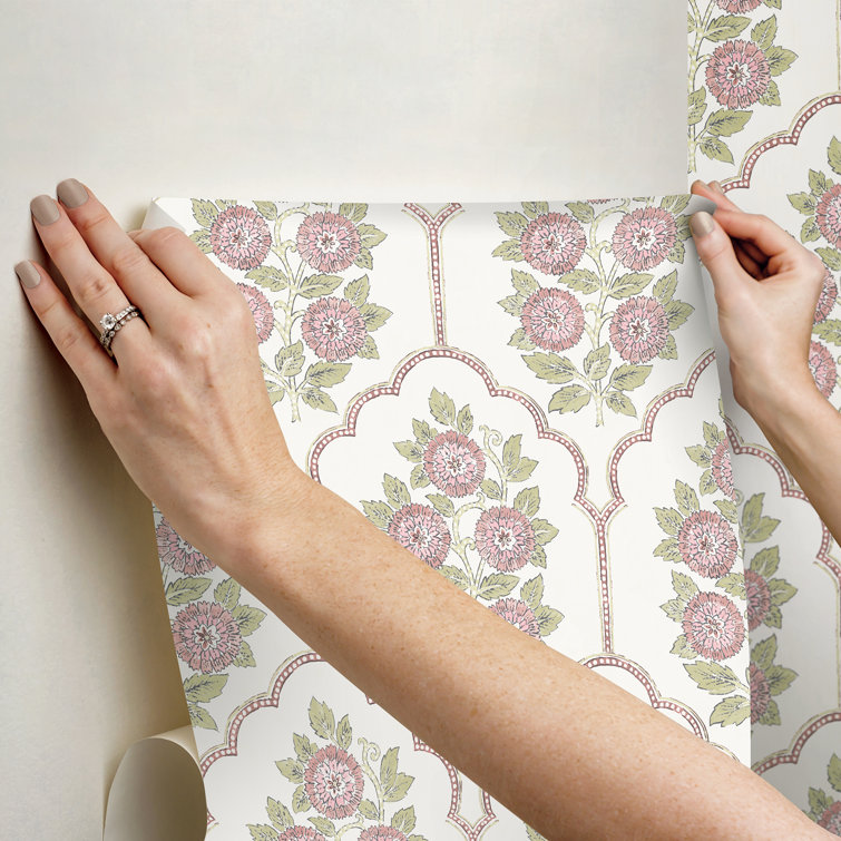 Rose Pink Floral Bazaar Peel and Stick Wallpaper Roll