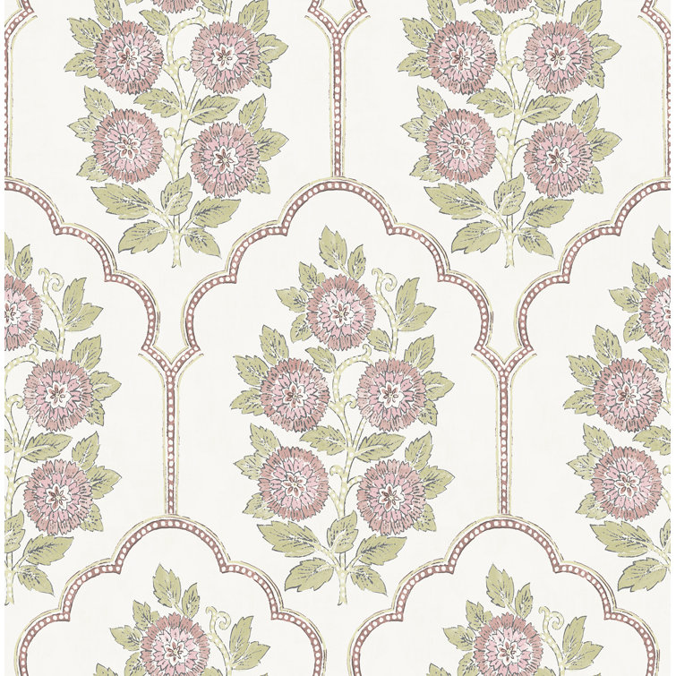 Rose Pink Floral Bazaar Peel and Stick Wallpaper Roll