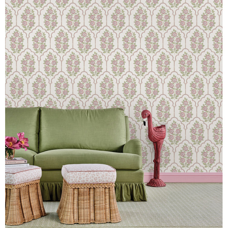 Rose Pink Floral Bazaar Peel and Stick Wallpaper Roll