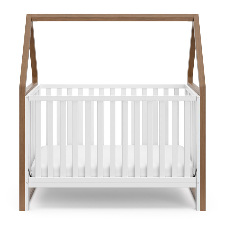 Storkcraft White and Hazelnut 5-in-1 Convertible Crib with Canopy