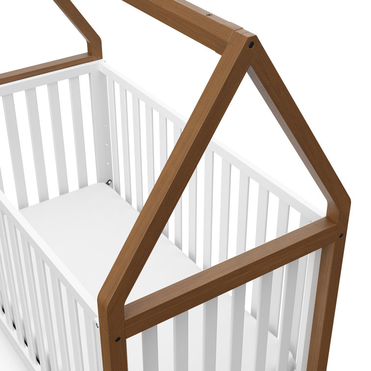 Storkcraft White and Hazelnut 5-in-1 Convertible Crib with Canopy