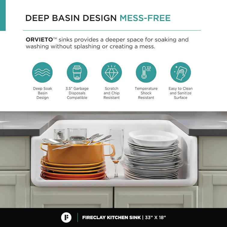 Premium White Fireclay Farmhouse Drop-In Kitchen Sink