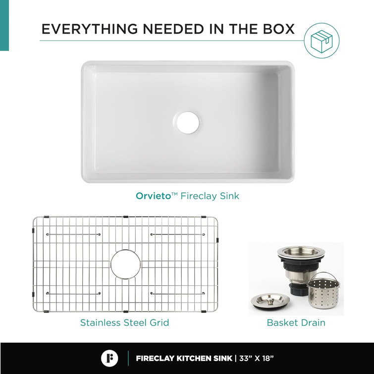 Premium White Fireclay Farmhouse Drop-In Kitchen Sink