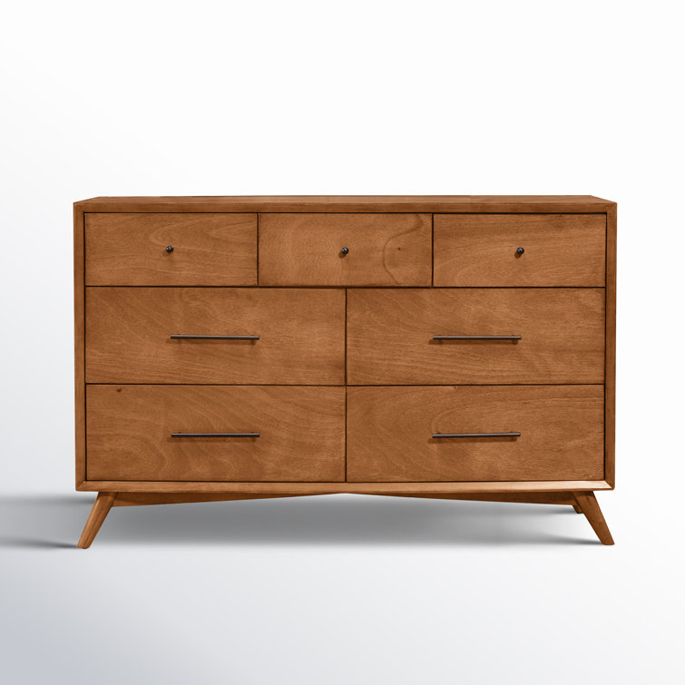 Flynn Acorn Mid-Century Modern 7-Drawer Dresser with Walnut Veneers