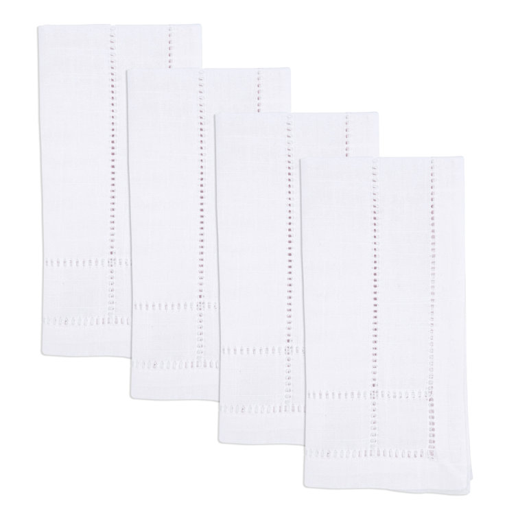 White Cotton Double Hemstitch Table Napkins Set of 4