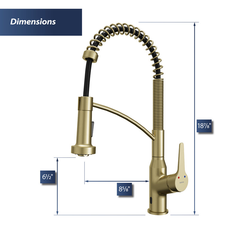 Brushed Gold Brass Touchless Pull-Down Kitchen Faucet with Spray