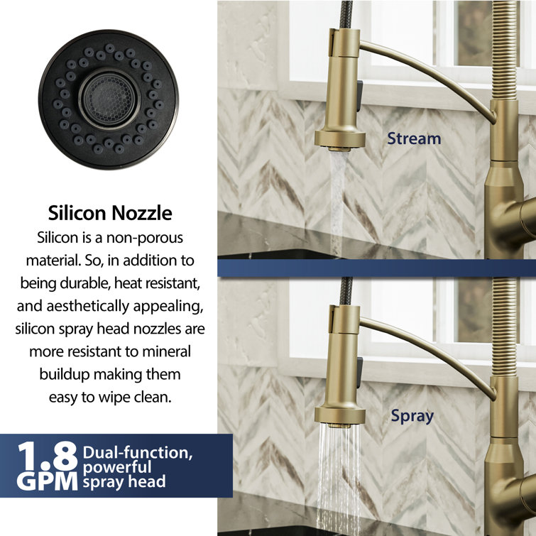 Brushed Gold Brass Touchless Pull-Down Kitchen Faucet with Spray