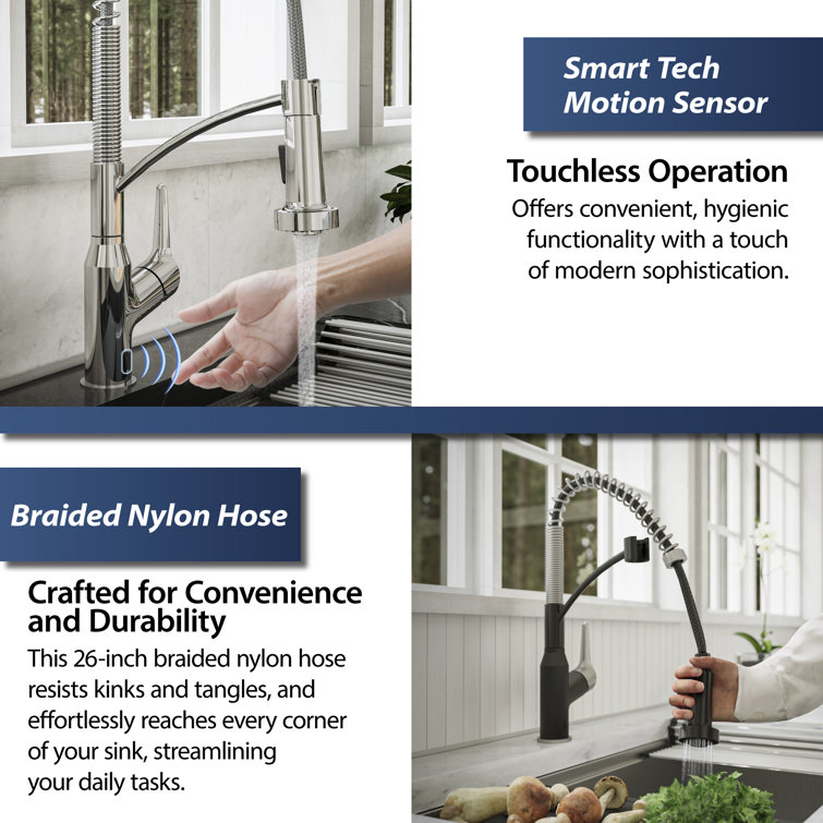 Chrome Pull-Down Touchless Kitchen Faucet with Spray