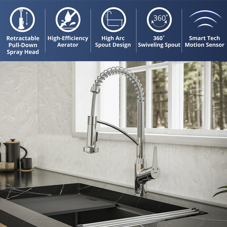 Chrome Pull-Down Touchless Kitchen Faucet with Spray