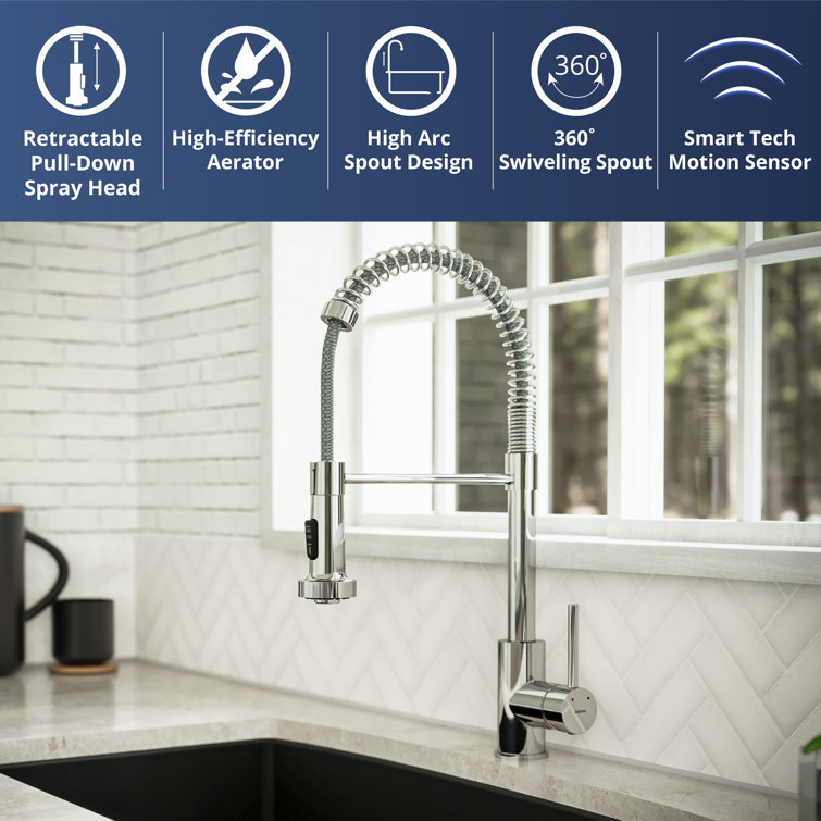 Chrome Touchless Pull-Down Kitchen Faucet with Spray