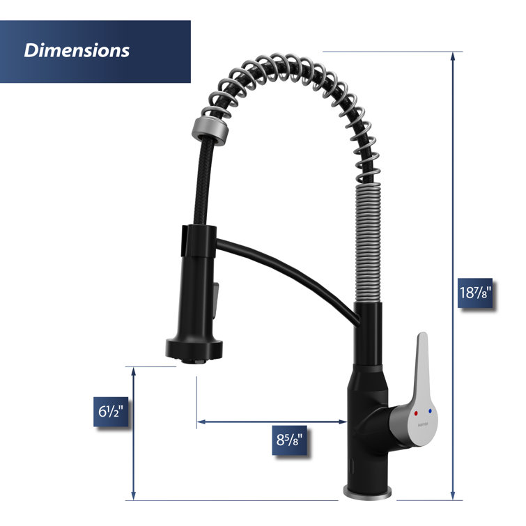 Matte Black and Stainless Steel Pull-Down Kitchen Faucet with Spray