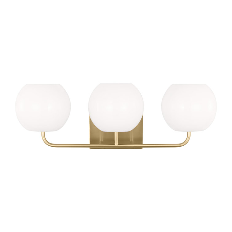 Satin Bronze 3-Light Vanity Fixture with White Glass Shades