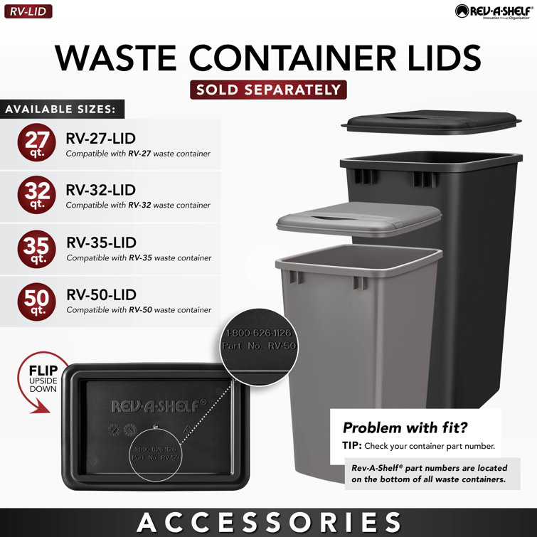 Orion Gray 35 Qt. Plastic Pull-Out Trash Bin Replacement
