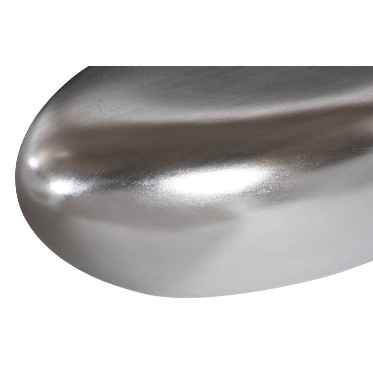 Contemporary Silver Leaf Oval Wood Coffee Table