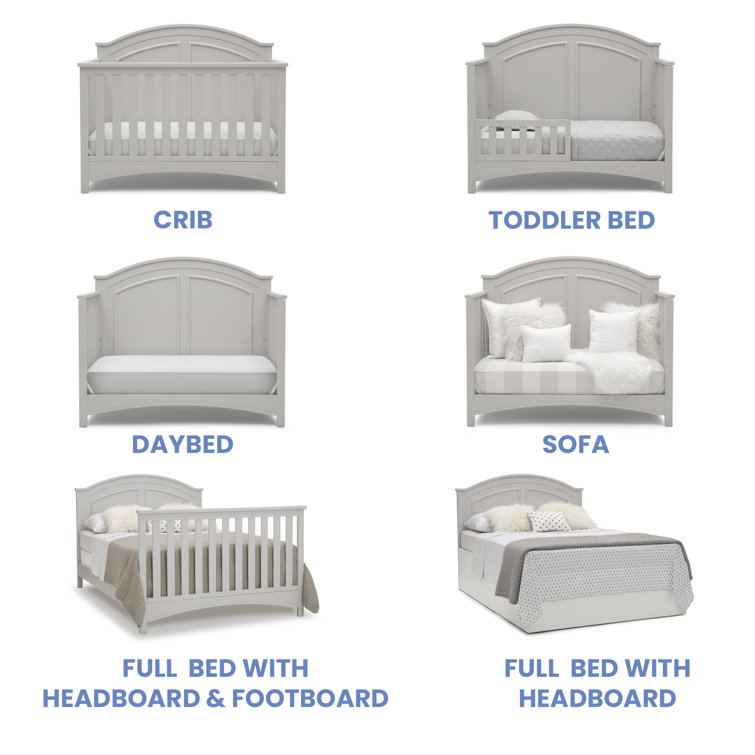 Moonstruck Gray 6-in-1 Convertible Crib with Crown Molding