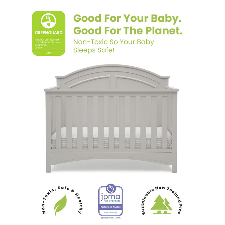 Moonstruck Gray 6-in-1 Convertible Crib with Crown Molding