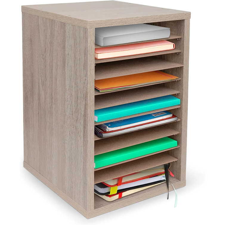 Medium Oak MDF 11-Compartment Vertical Paper Sorter, 2-Pack