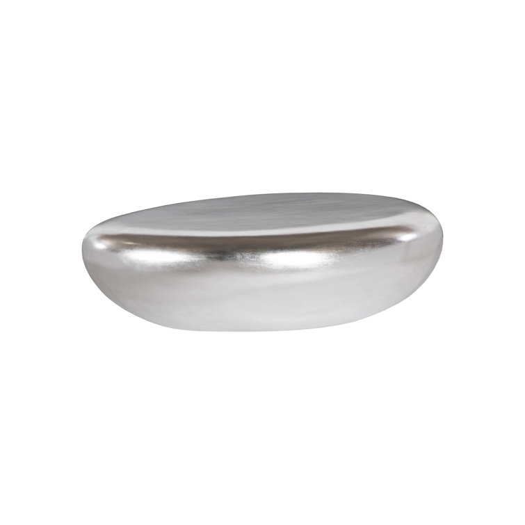 Transitional Silver Leaf Oval Outdoor Coffee Table, 54" x 34"