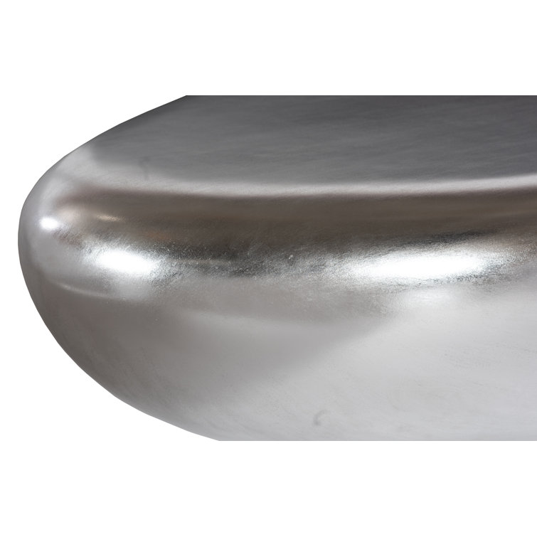 Transitional Silver Leaf Oval Outdoor Coffee Table, 54" x 34"