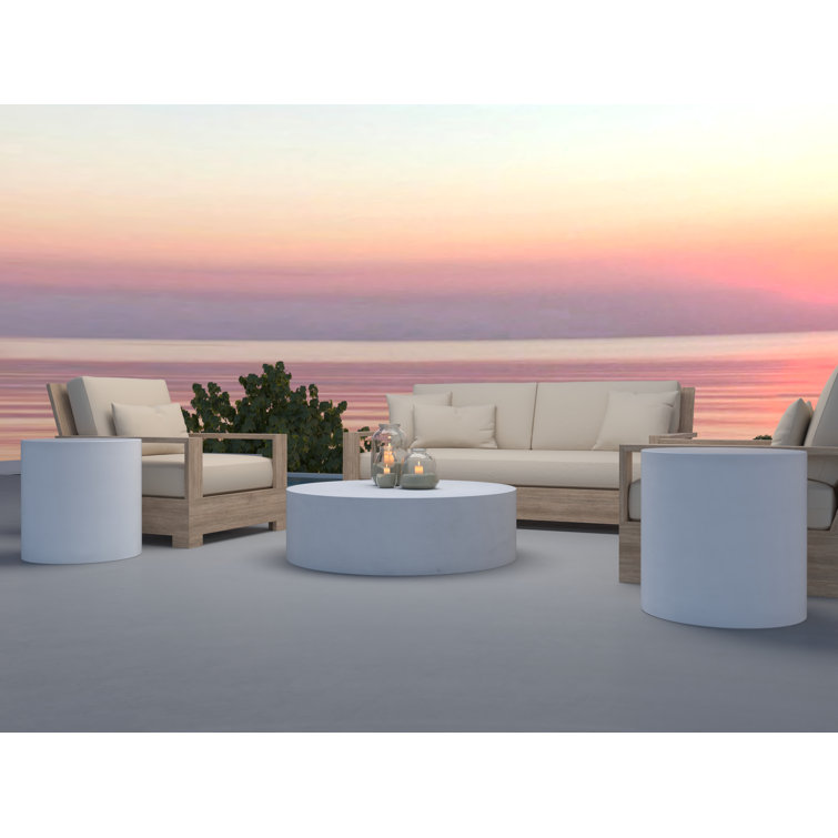 Ivory 20'' Round Concrete Outdoor Side Table