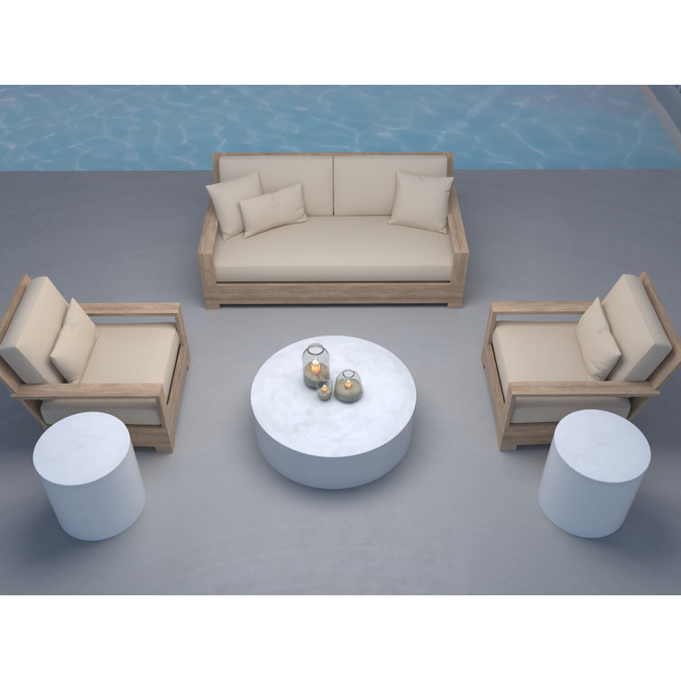 Ivory 20'' Round Concrete Outdoor Side Table