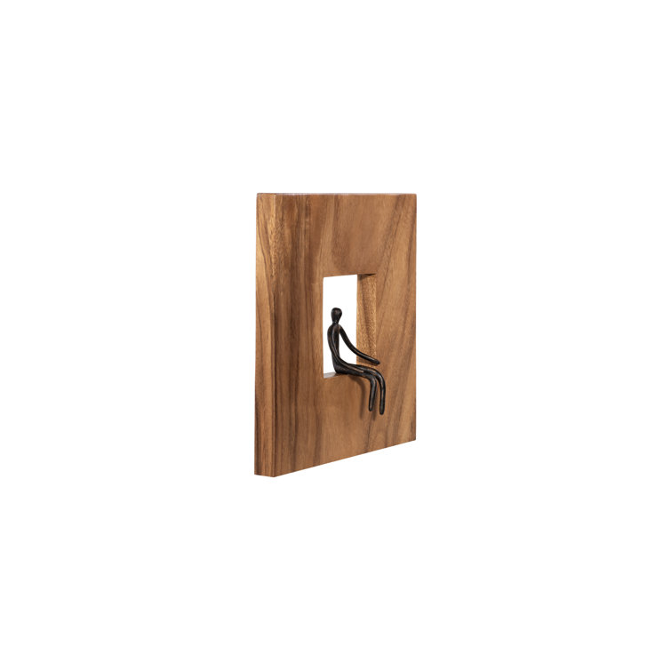 Transitional Atlas 14" Black and Brown Wood Wall Figurine