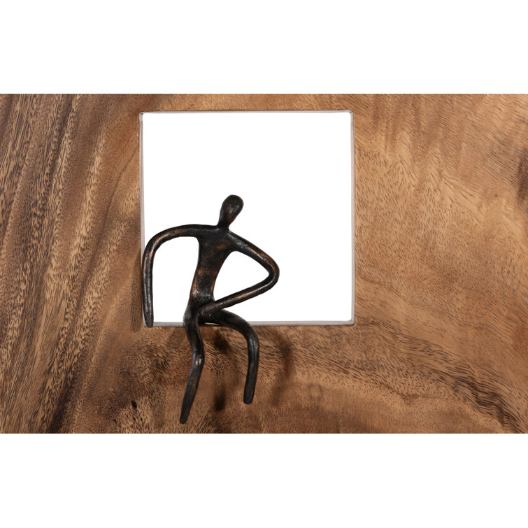 Square Black and Brown Wood Wall Mounted Figurine