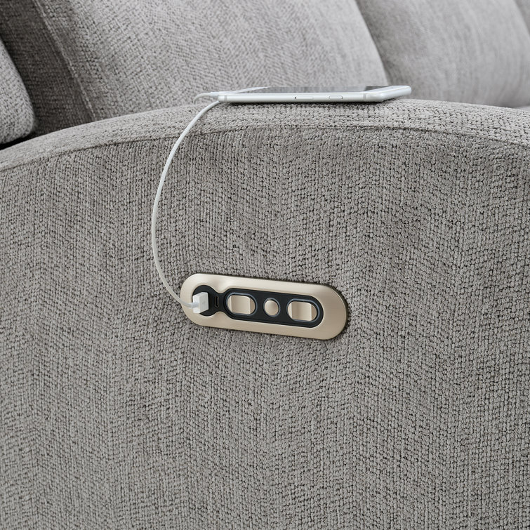 Gray Tufted 2-Piece Sofa and Loveseat Set with Cup Holder