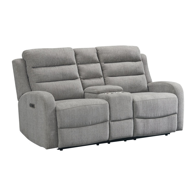 Gray Tufted 2-Piece Sofa and Loveseat Set with Cup Holder