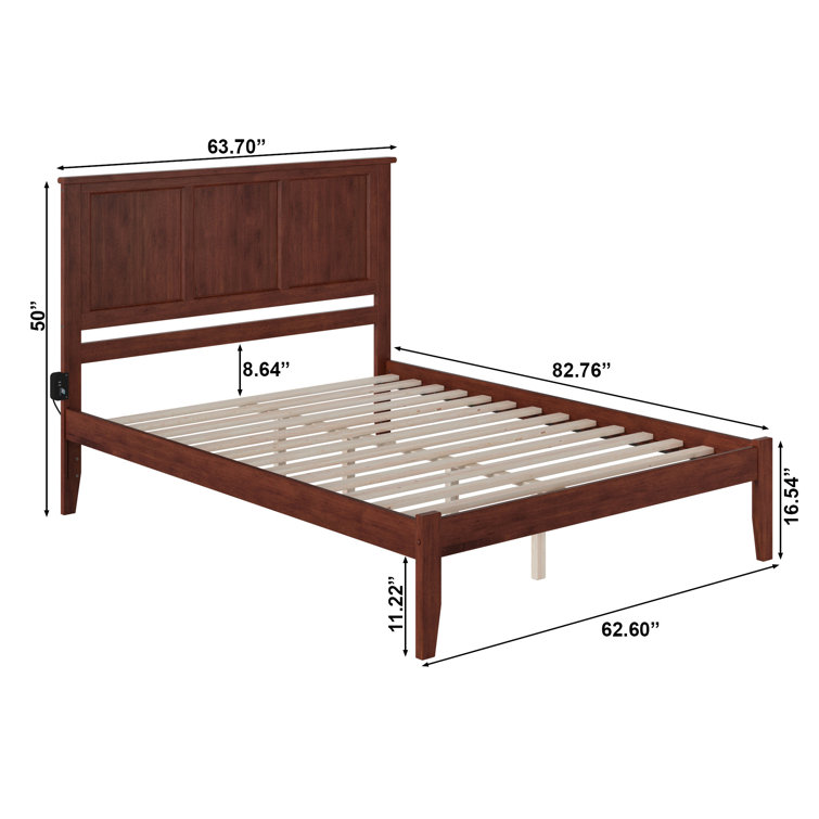 Madison Queen Walnut Upholstered Platform Bed with Storage Drawer