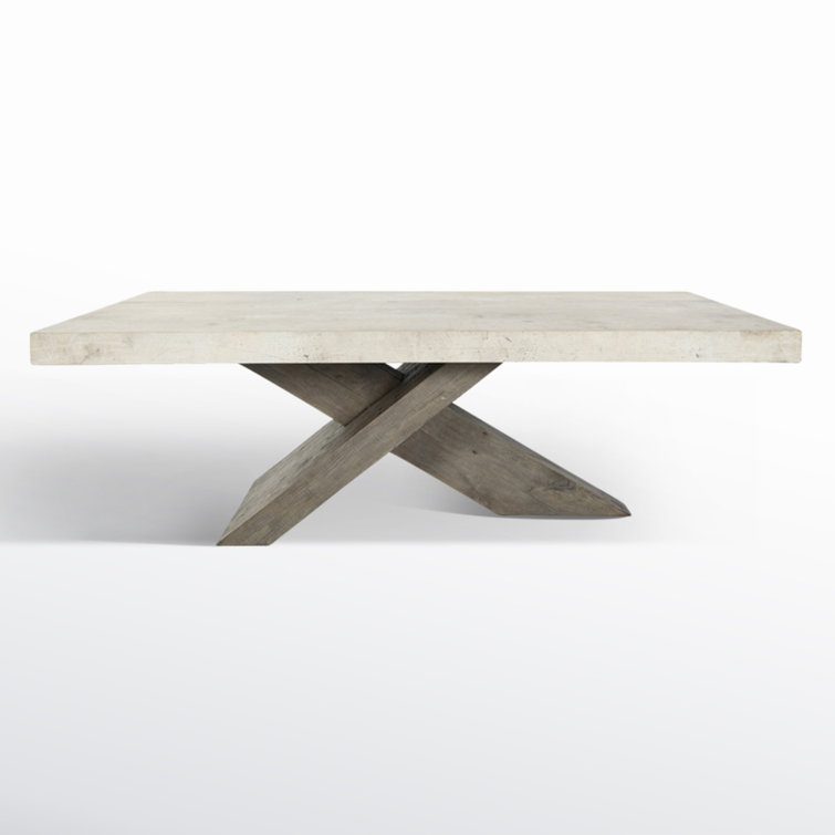 Albion 54'' Gray and Cream Transitional Rectangular Coffee Table