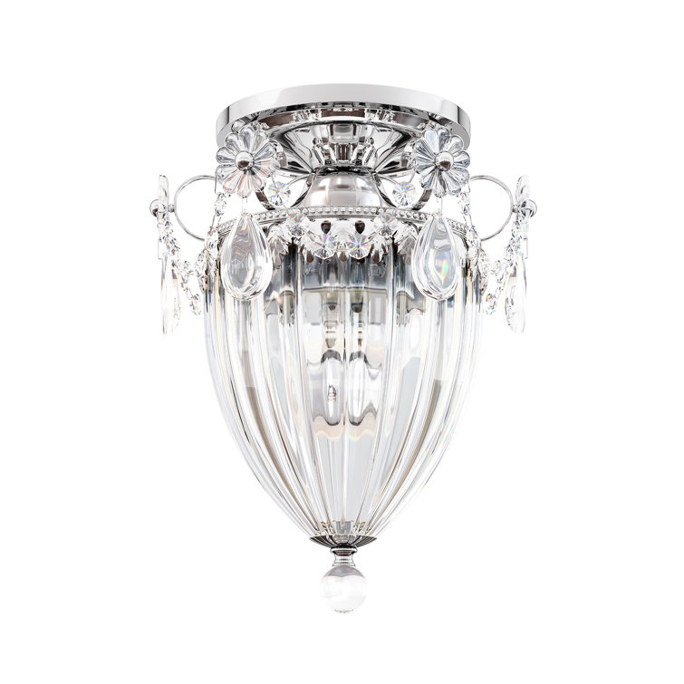 Heritage Clear Crystal Polished Silver 1-Light Semi Flush Mount