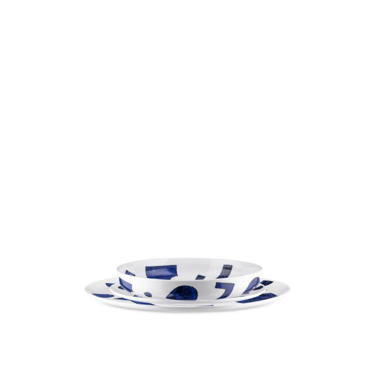 White and Blue Porcelain Dinnerware Set for 4