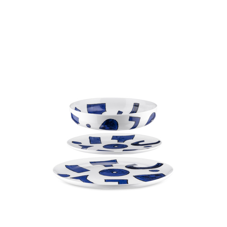 White and Blue Porcelain Dinnerware Set for 4