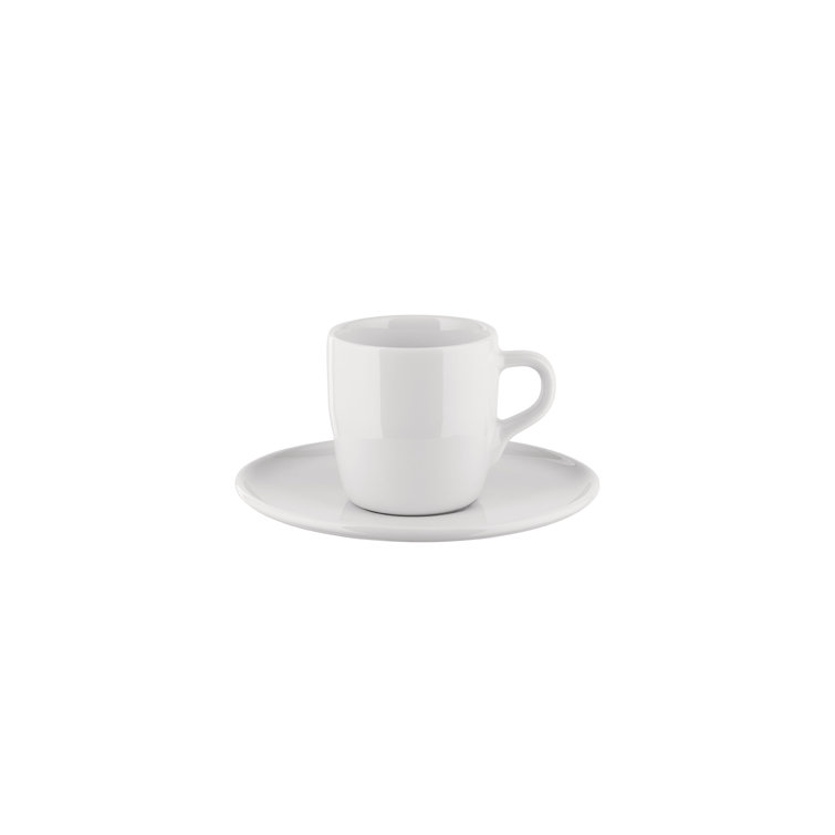 White Porcelain Mocha Cup and Saucer Set, 2.87oz