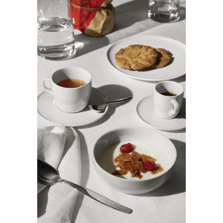 White Porcelain Mocha Cup and Saucer Set, 2.87oz